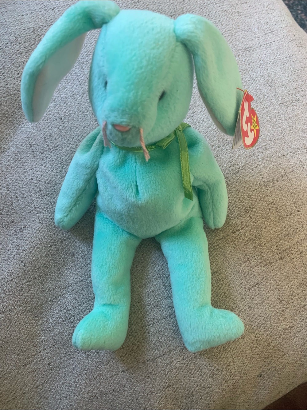 Vintage Ty Beanie Baby Hippity the Green Bunny 1996 Style 4119 Retired